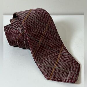 Robert Talbott Carmel Hand Sewn Thick 100% Sill Elegant Burgundy Plaid Tie USA